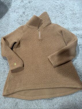 Dudley Stephens Teddy Fleece Quarter-Zip Pullover in Brown